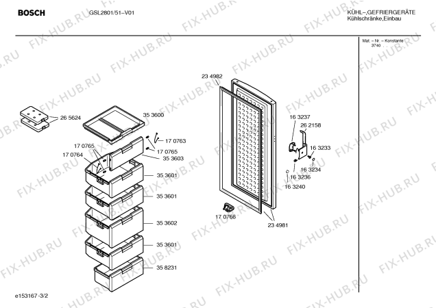Взрыв-схема холодильника Bosch GSL2801 - Схема узла 02