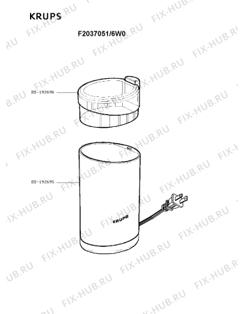 Схема №1 F2037051/6W0 с изображением Электромотор для электрокофеварки Krups SS-192695