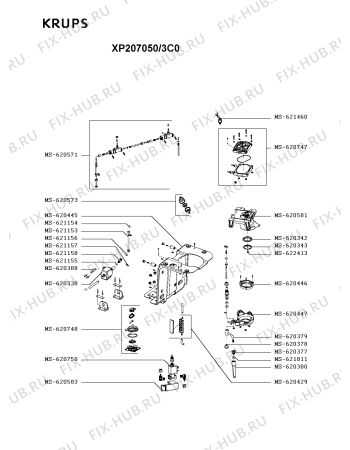 Взрыв-схема кофеварки (кофемашины) Krups XP207050/3C0 - Схема узла 7P003042.7P3