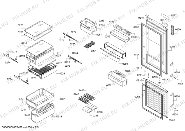 Схема №5 KGN57PI26N с изображением Панель для холодильной камеры Bosch 00707636