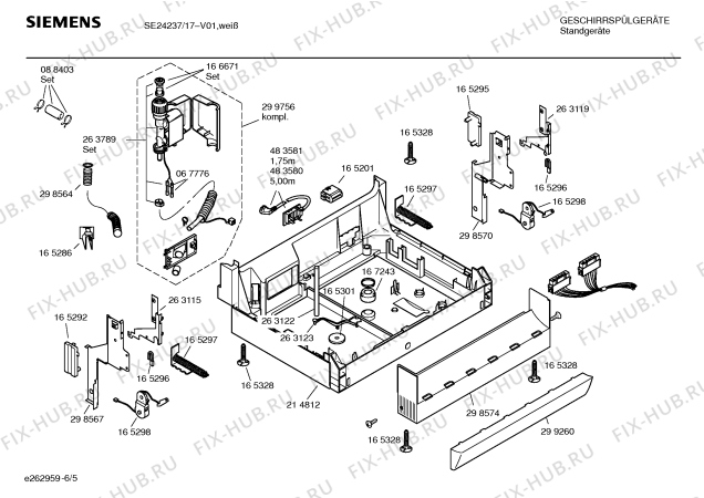 Взрыв-схема посудомоечной машины Siemens SE24237 - Схема узла 05