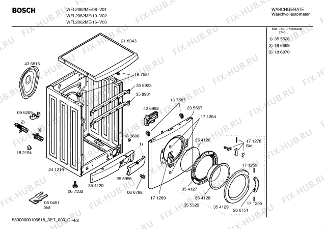 Схема №4 WFL2062ME Bosch Maxx WFL2062 с изображением Инструкция по эксплуатации для стиралки Bosch 00591969