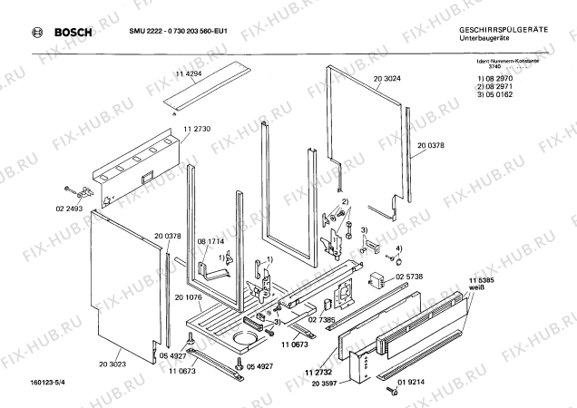 Взрыв-схема посудомоечной машины Bosch 0730203560 SMU2222 - Схема узла 04