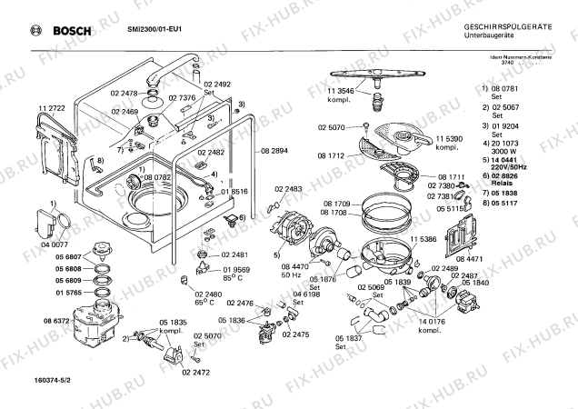 Схема №4 SMI2302 с изображением Мотор (двигатель) Bosch 00051569