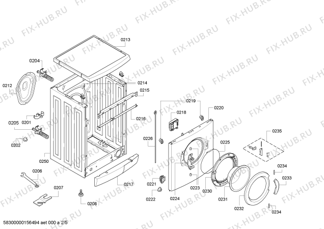 Взрыв-схема стиральной машины Bosch WAE20463IL Maxx VarioPerfect - Схема узла 02