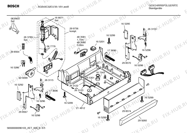 Взрыв-схема посудомоечной машины Bosch SGS43C32EU - Схема узла 05