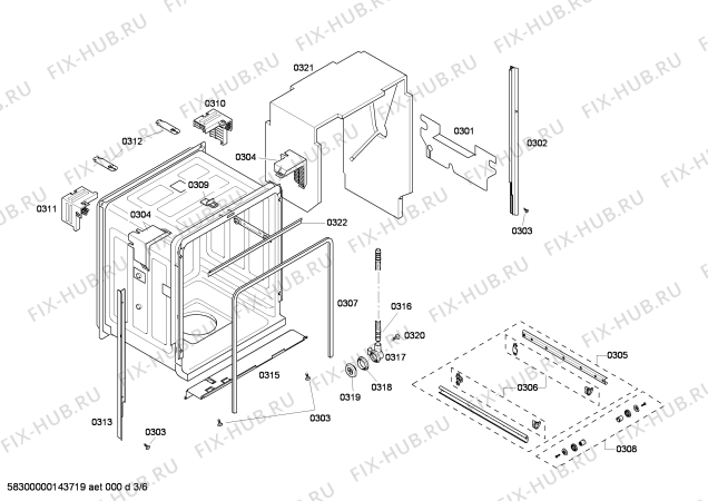 Взрыв-схема посудомоечной машины Bosch SHE43F15UC - Схема узла 03