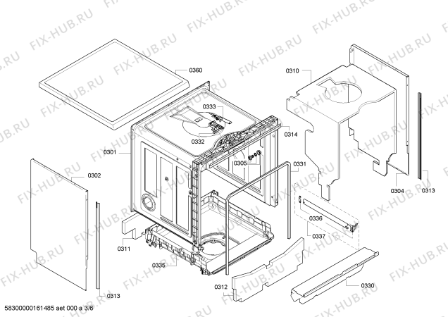 Схема №4 SMS40E92EU с изображением Столешница для посудомойки Bosch 00145255