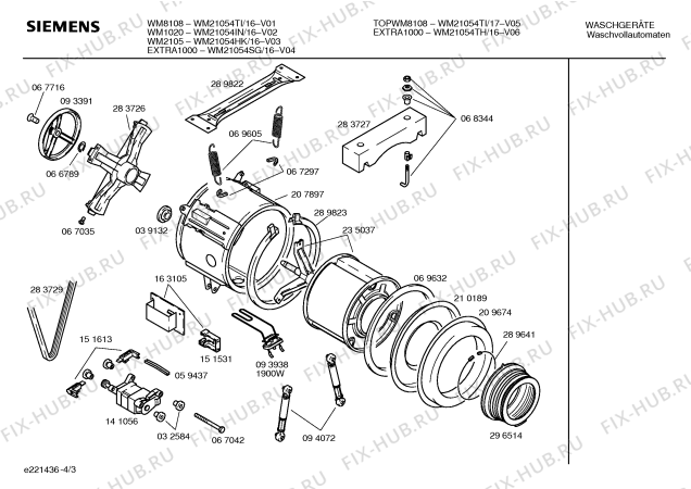 Схема №4 WM20551TH EXTRA500 с изображением Инструкция по эксплуатации для стиралки Siemens 00521864