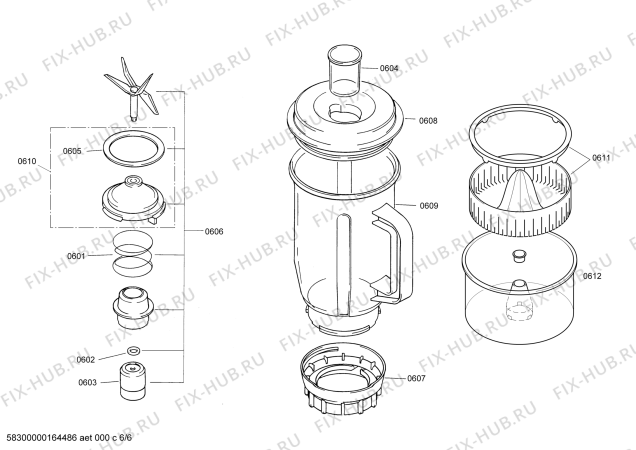 Взрыв-схема кухонного комбайна Bosch MUM4880 - Схема узла 06