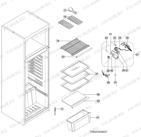 Взрыв-схема холодильника Zanussi ZRT332XO1 - Схема узла Housing, inner