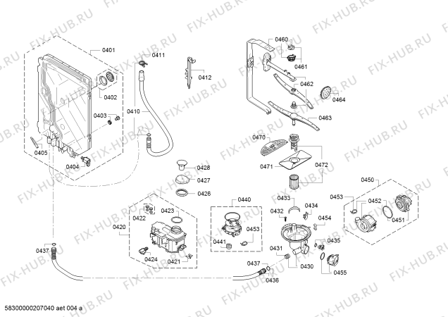 Взрыв-схема посудомоечной машины Siemens SJ236I01JC - Схема узла 04