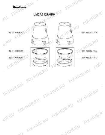 Взрыв-схема блендера (миксера) Moulinex LM2A3127/6R0 - Схема узла 0P006001.2P3