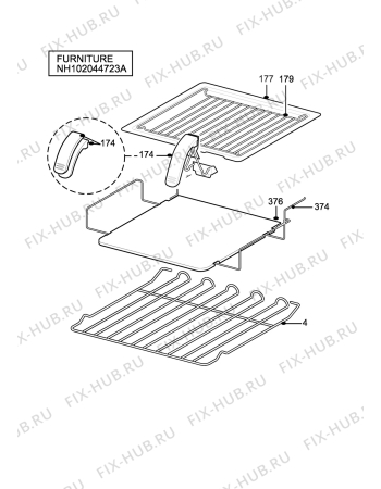 Взрыв-схема плиты (духовки) Parkinson Cowan CMCC50GRN2 - Схема узла H10 Furniture