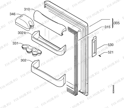 Взрыв-схема холодильника Zanussi ZT164R-1 - Схема узла Door 003