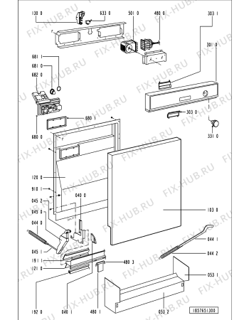 Схема №2 ADL 831 WH с изображением Обшивка для посудомоечной машины Whirlpool 481945319879