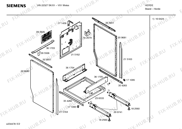Схема №3 HN22327SK с изображением Инструкция по эксплуатации для плиты (духовки) Siemens 00583645