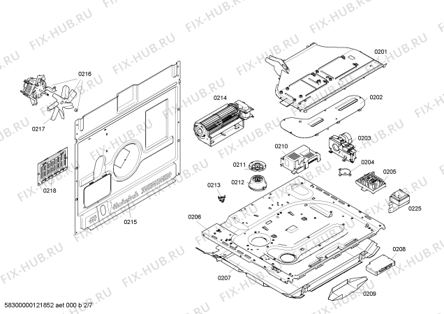 Взрыв-схема плиты (духовки) Bosch HLN654020V - Схема узла 02