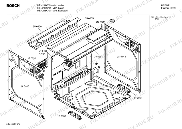 Взрыв-схема плиты (духовки) Bosch HEN212C - Схема узла 05