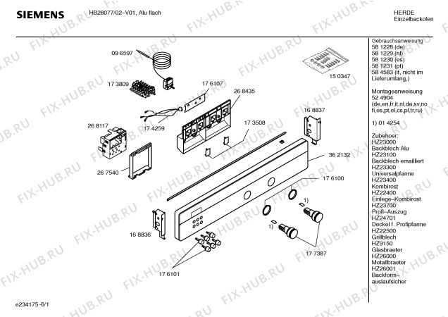 Схема №4 HB28077 с изображением Инструкция по эксплуатации для плиты (духовки) Siemens 00581228
