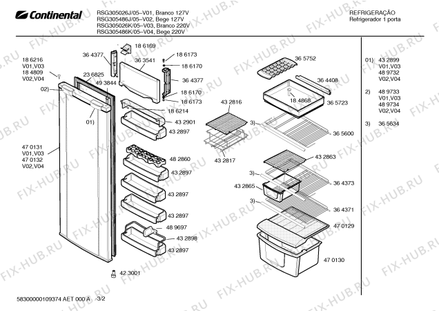 Схема №3 RSV355526J CONTINENTAL с изображением Крышка для холодильника Bosch 00425527