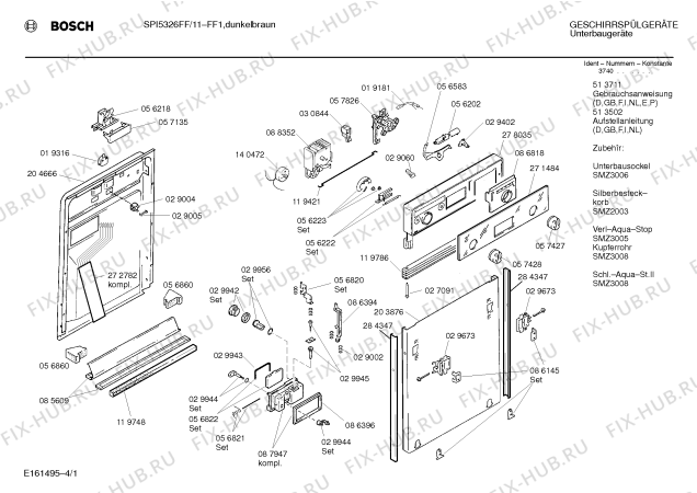 Схема №4 SMZ3021 с изображением Вставка для посудомойки Bosch 00271484