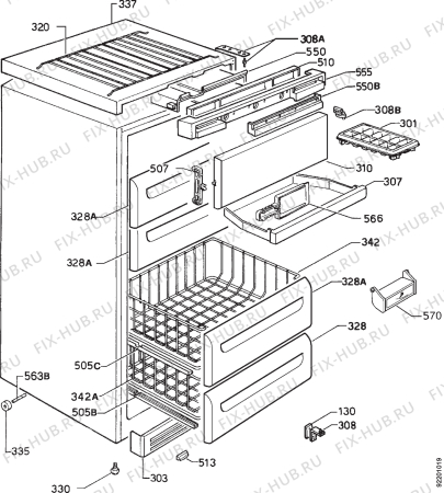 Взрыв-схема холодильника Arthurmartinelux AU2410C - Схема узла Housing 001