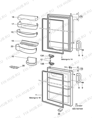 Взрыв-схема холодильника Husqvarna Electrolux QT411RK - Схема узла C10 Door