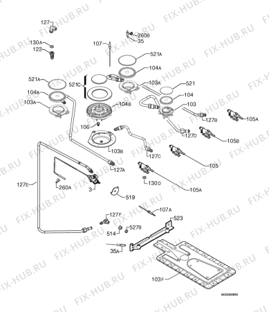 Взрыв-схема плиты (духовки) Rex Electrolux RKG661188X - Схема узла Functional parts 267