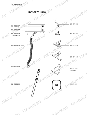 Взрыв-схема пылесоса Rowenta RO388701/410 - Схема узла OP004808.4P2