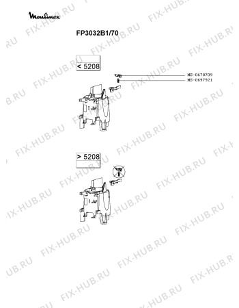 Взрыв-схема кухонного комбайна Moulinex FP3032B1/70 - Схема узла HP003205.7P4
