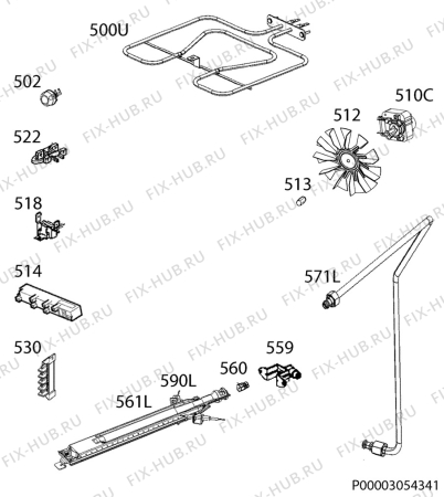 Взрыв-схема плиты (духовки) Electrolux EKG951301X - Схема узла Functional parts