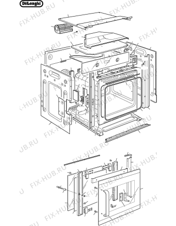 Схема №2 DE608MRH с изображением Элемент корпуса для электропечи DELONGHI 411F615DZ