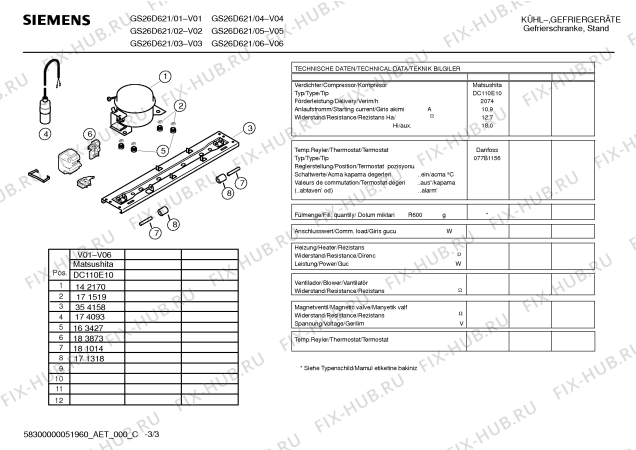 Взрыв-схема холодильника Siemens GS26D621 - Схема узла 03
