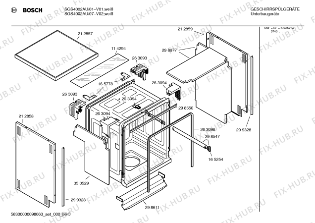 Взрыв-схема посудомоечной машины Bosch SGS4002AU - Схема узла 03
