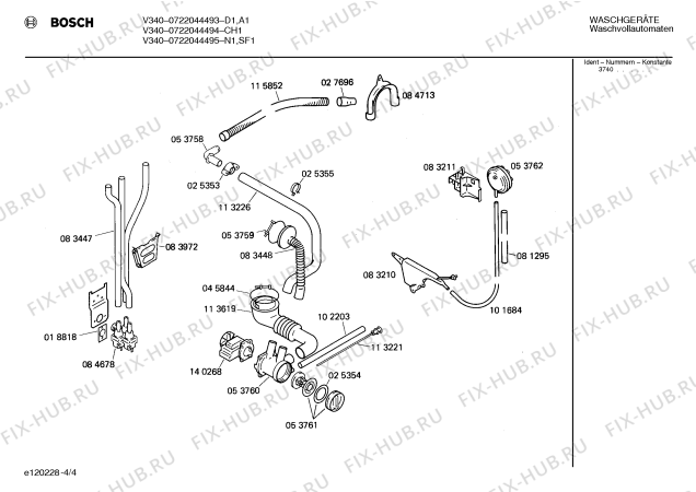 Взрыв-схема стиральной машины Bosch 0722044495 V320 - Схема узла 04