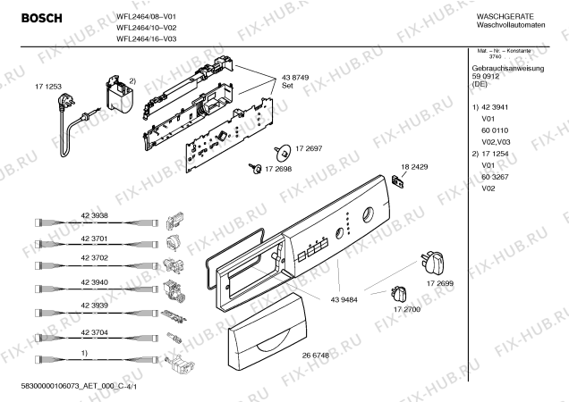 Схема №2 WFL2464 Maxx WFL 2464 с изображением Панель управления для стиральной машины Bosch 00439484