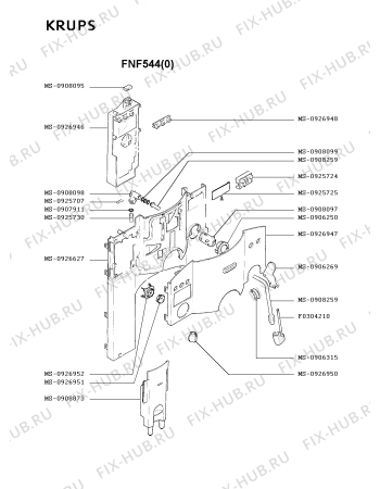 Взрыв-схема кофеварки (кофемашины) Krups FNF544(0) - Схема узла RP002591.1P5