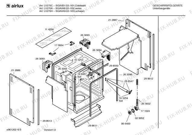 Взрыв-схема посудомоечной машины Airlux SGIAIA8 LV270A - Схема узла 03