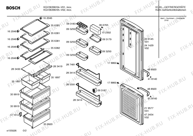 Схема №3 KGV36390 с изображением Цоколь для холодильника Bosch 00369858