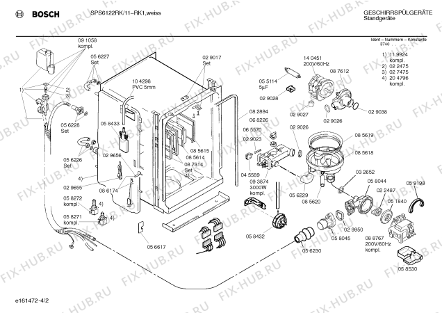 Схема №2 SPS6432RK с изображением Инструкция по эксплуатации для электропосудомоечной машины Bosch 00516392