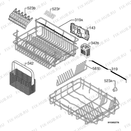 Взрыв-схема посудомоечной машины Electrolux ESL47020 - Схема узла Basket 160