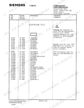 Схема №8 FS987V4 с изображением Инструкция по эксплуатации для телевизора Siemens 00530621