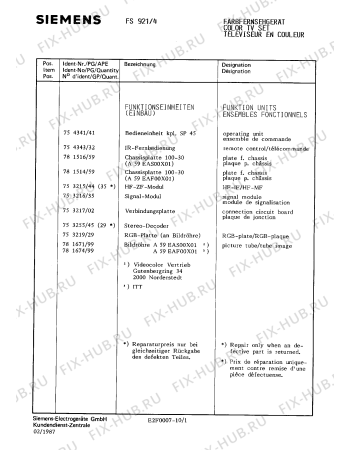 Схема №7 FS9224 с изображением Пульт дистанционного управления для телевизора Siemens 00754343