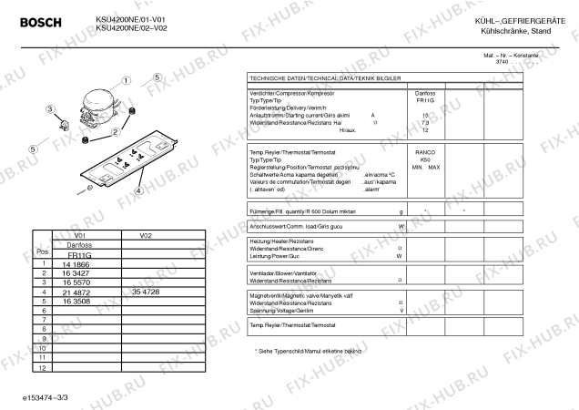 Схема №1 KSU4200NE с изображением Испаритель для холодильной камеры Bosch 00354630