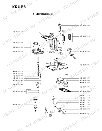 Взрыв-схема кофеварки (кофемашины) Krups XP4050AU/3C0 - Схема узла 7P002945.5P3