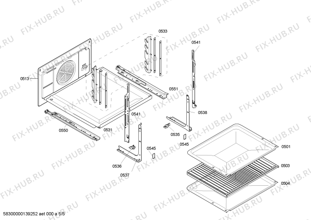 Схема №4 HBB23C250E Hornos bosch ind.multf.inox.cif pta_car с изображением Внешняя дверь для электропечи Bosch 00672933