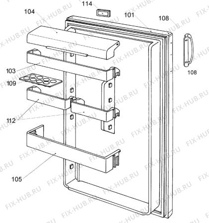 Взрыв-схема холодильника Frigidaire RU200 - Схема узла Door 003