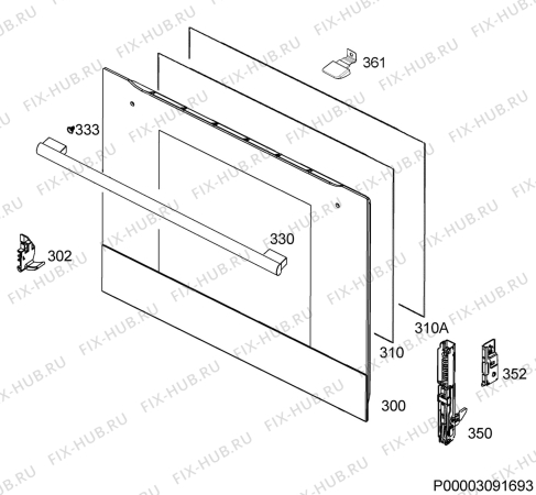 Взрыв-схема плиты (духовки) Electrolux EOB3409WFW - Схема узла Door