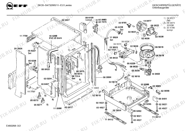 Схема №3 195307448 5421.11IW с изображением Крышка для электропосудомоечной машины Bosch 00119509